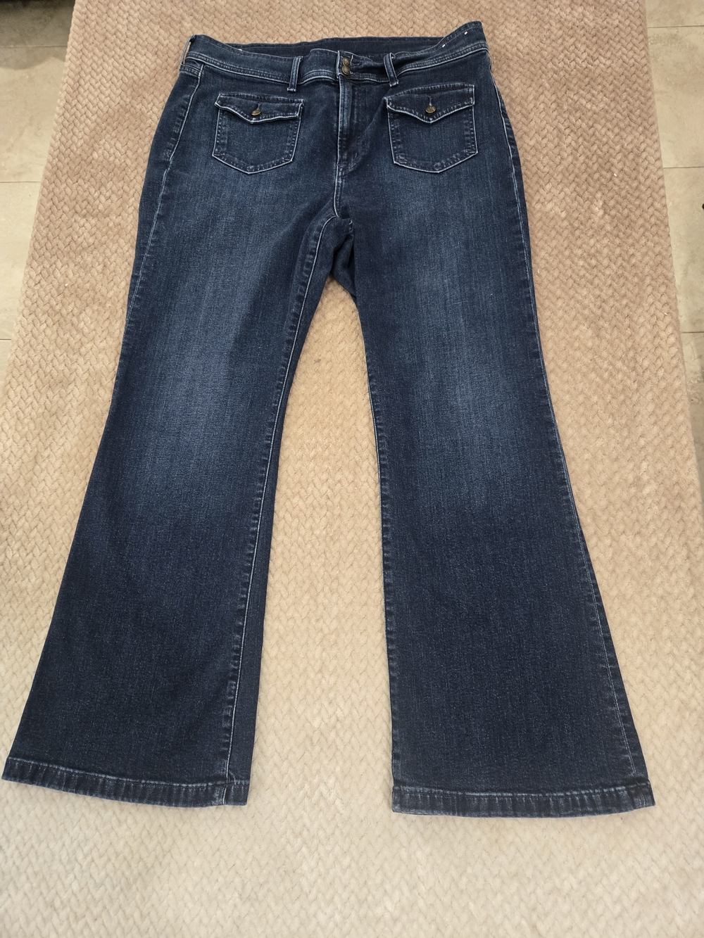 GAP '70s Flare High Rise Jeans | Dark Wash Stretch Denim | Size 18R - Picture 3 of 13